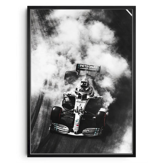 Raw Speed – Black & White Mercedes F1 Racing Print