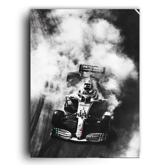 Raw Speed – Black & White Mercedes F1 Racing Print