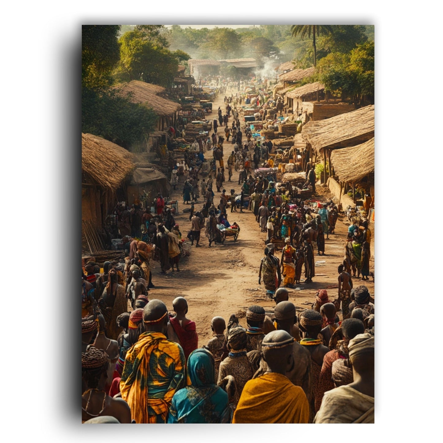 Bustling Traditional African Village Art Print