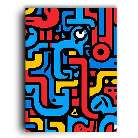 Retro Maze – Vibrant Abstract Geometric Art Print